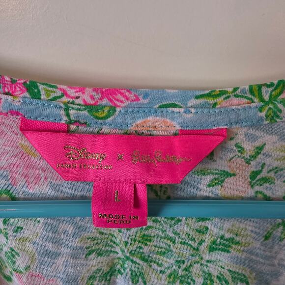 Lilly Pulitzer X Disney Etta Tee Mickey Minnie Castle Pink Blue Green  Large - Picture 4 of 4